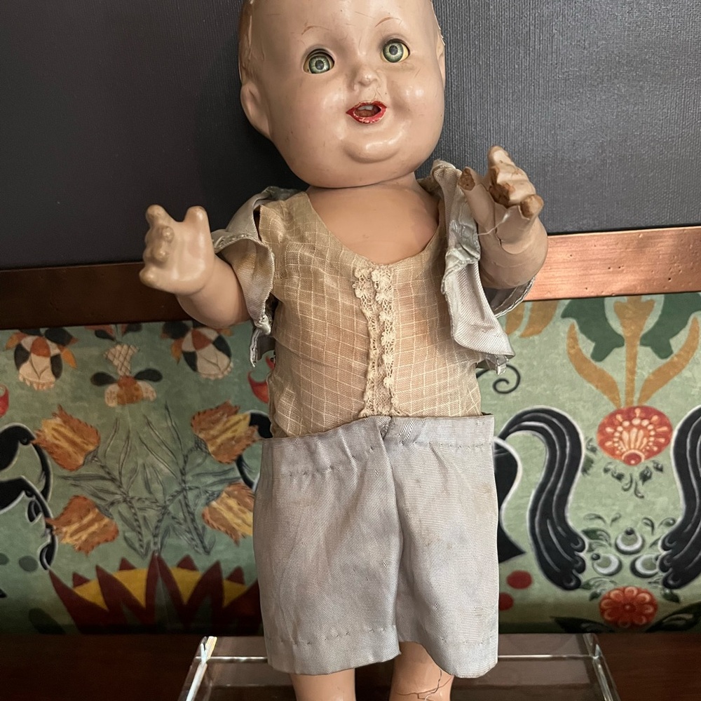 Vintage “Baby Sandy” Doll With Original Blue Outfit